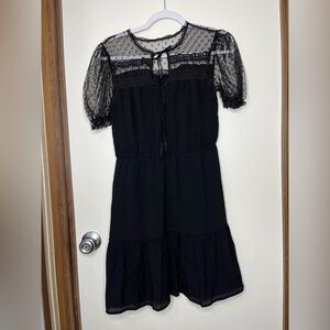 Elegant Black Sheer Sleeve Dress